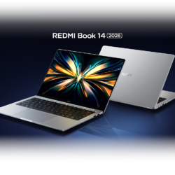 Xiaomi Redmibook 14 (2026): vistas frontal e traseira do portatil aluminio prata